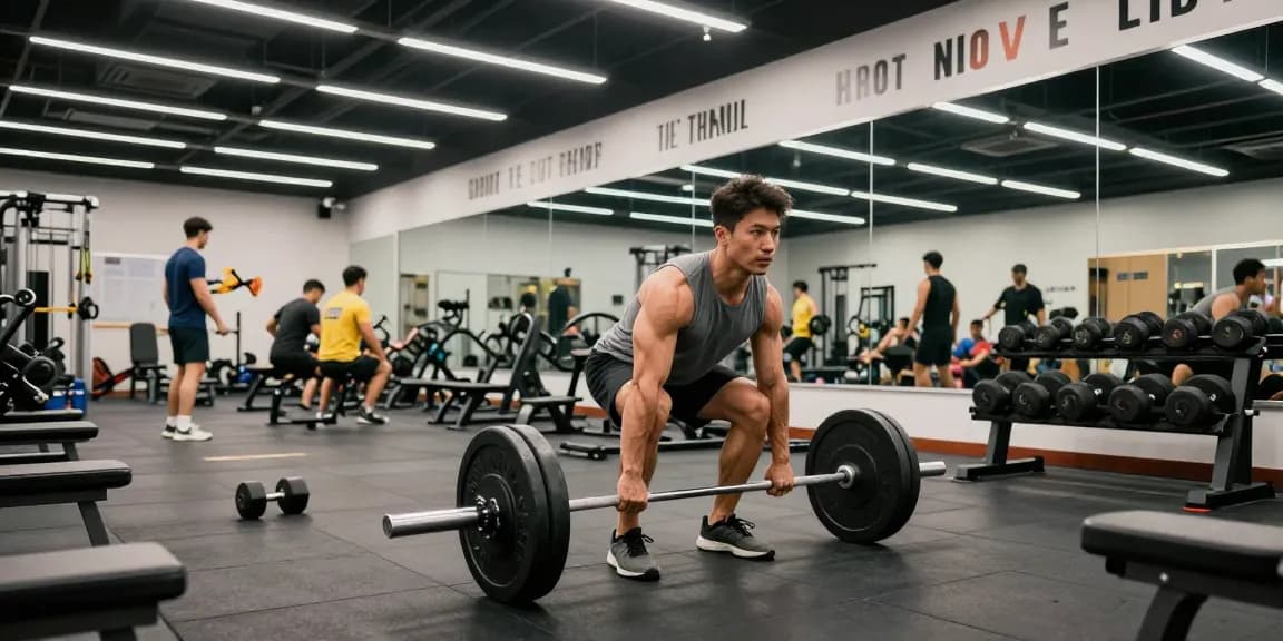 Fitness-Enthusiast beim Krafttraining im Astera Shop mit modernem Equipment.
