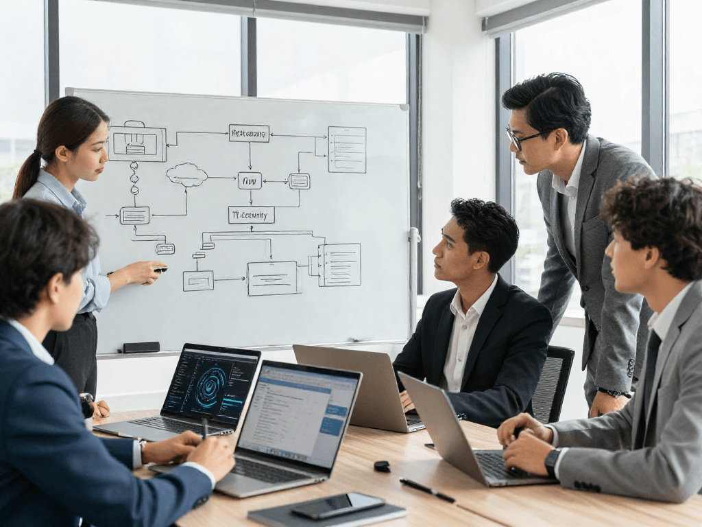 Effiziente IT-Sicherheitsberatung mit IT-Service Frankfurt in moderner Büroumgebung.
