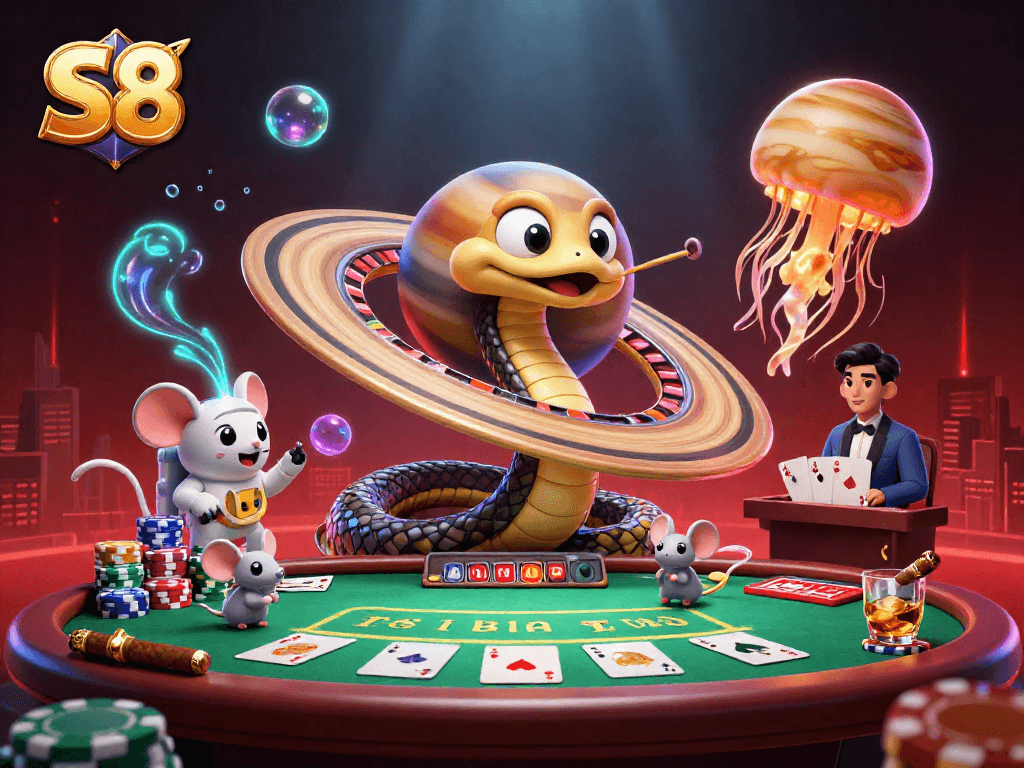 S8 players bet with tiny astronaut mice on a unique cosmic roulette wheel.