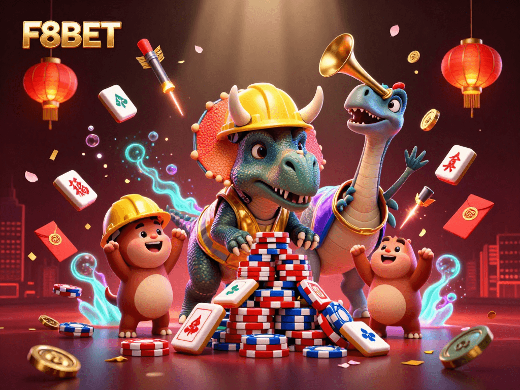 Experience the thrill of F8BET with vibrant gaming elements amidst a dynamic celebration.