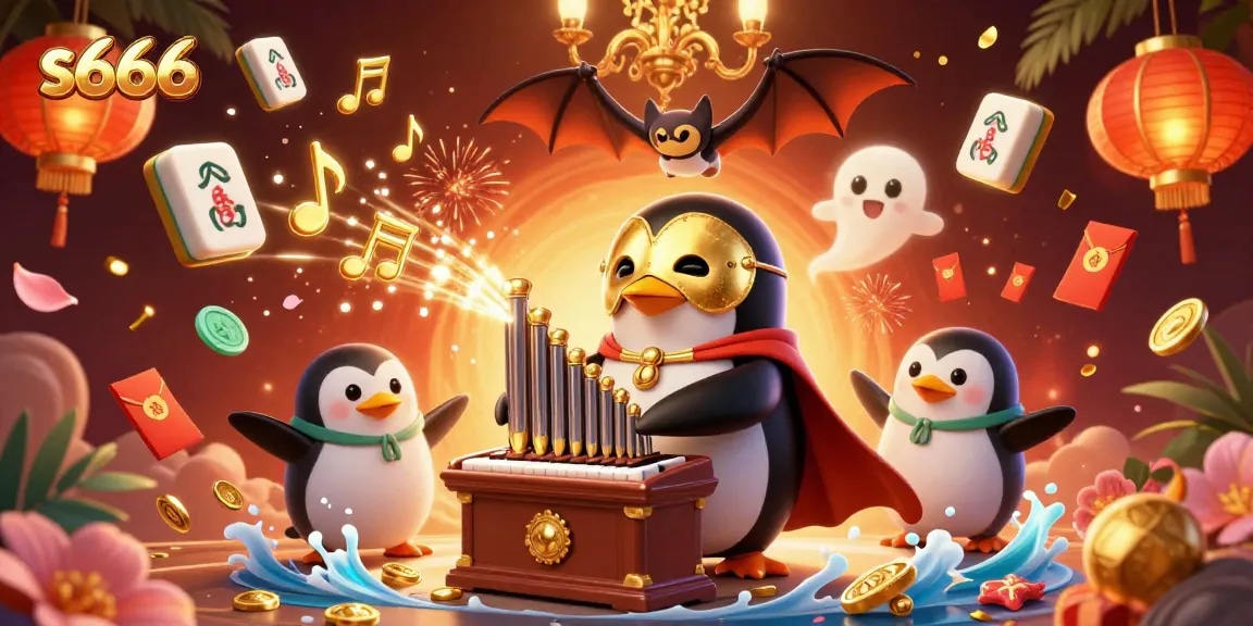 Experience thrilling gaming excitement with s666 as a cartoon penguin plays and coins soar!