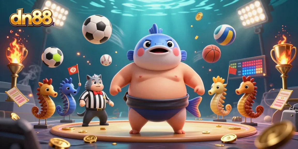 Players dive into exciting games at dn88, enjoying dynamic underwater casino action with vibrant elements.