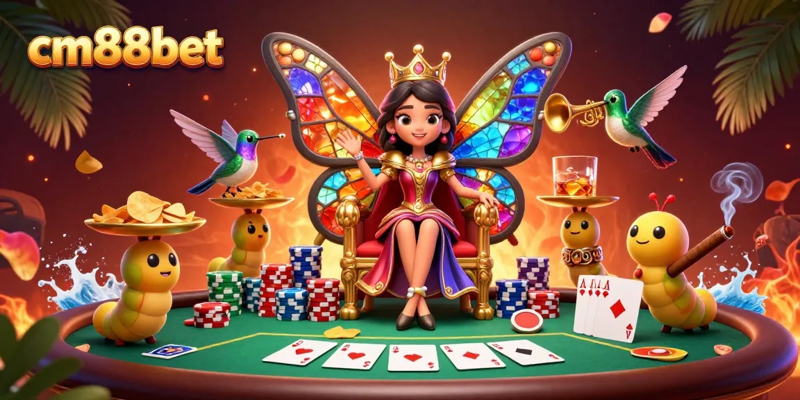 Experience exciting gameplay at cm88bet with a vibrant casino scene featuring a butterfly queen.