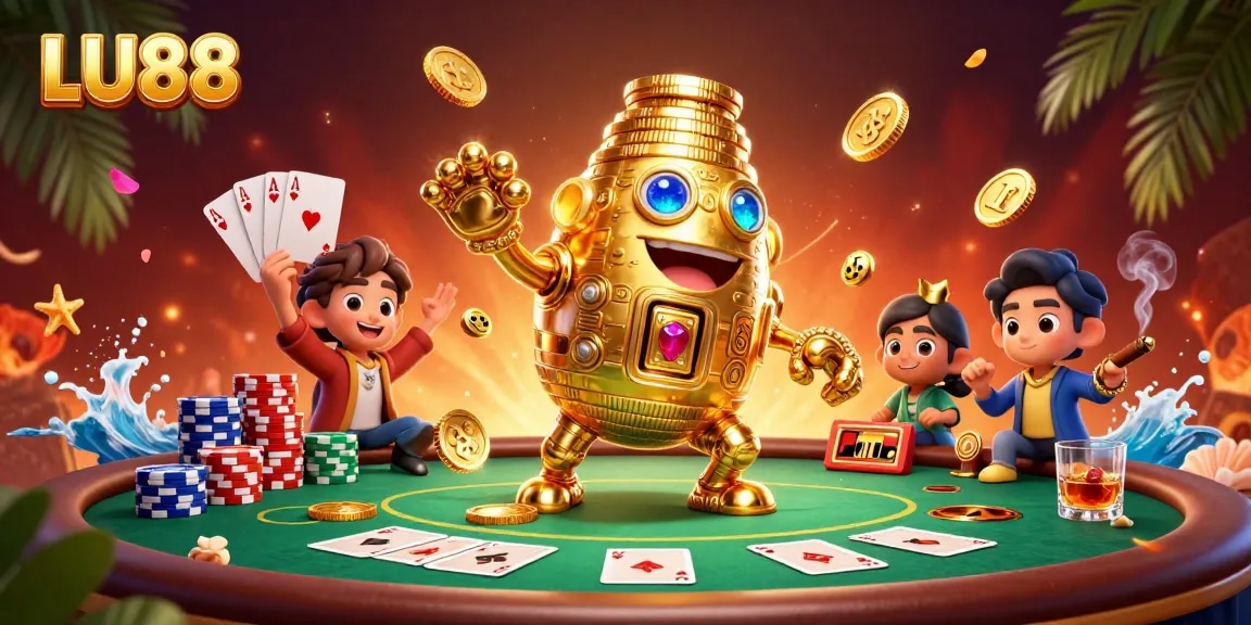 Experience high-stakes poker with LU88's vibrant, dynamic scene featuring thrilling game elements.