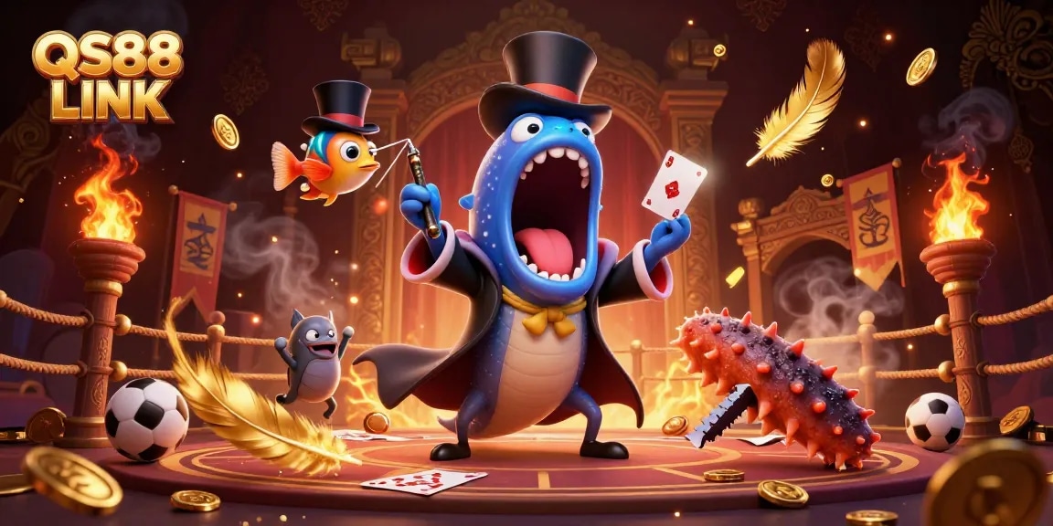 Engage with exciting betting action at QS88 LINK featuring animated deep-sea creatures in a vibrant casino setting.