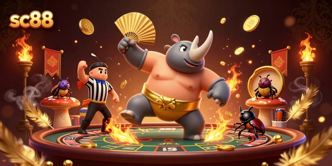 Experience thrilling action at SC88 with the powerful rhinoceros beetle champion conquering the live casino.