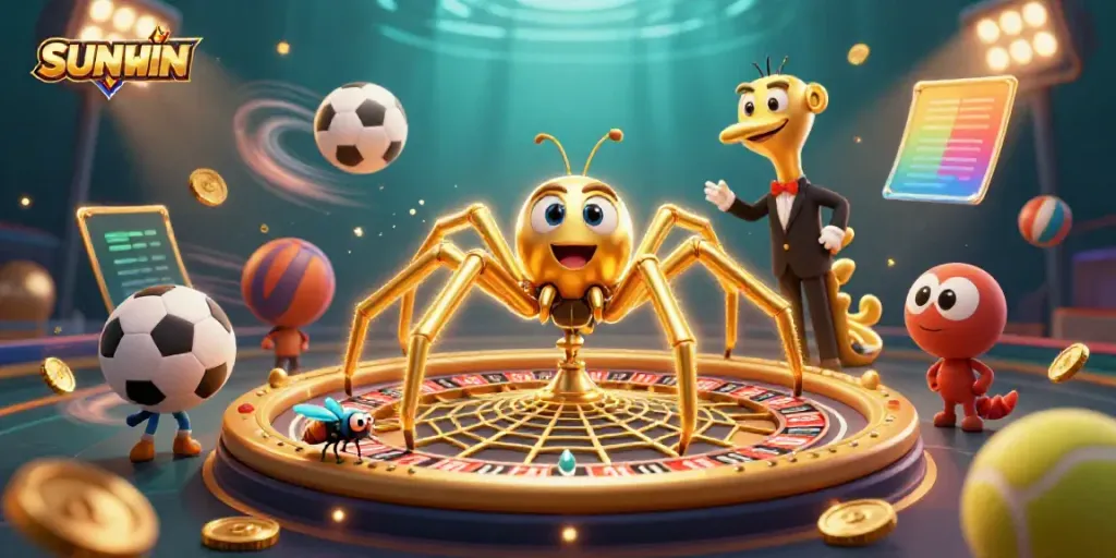 Experience the thrilling SUNWIN betting action with a dramatic 3D casino scene full of action.