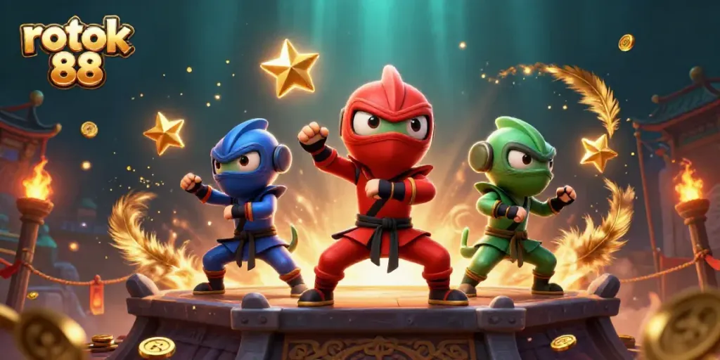 Game online rokok 88 menarik dengan karakter chameleon ninja dan efek memukau.