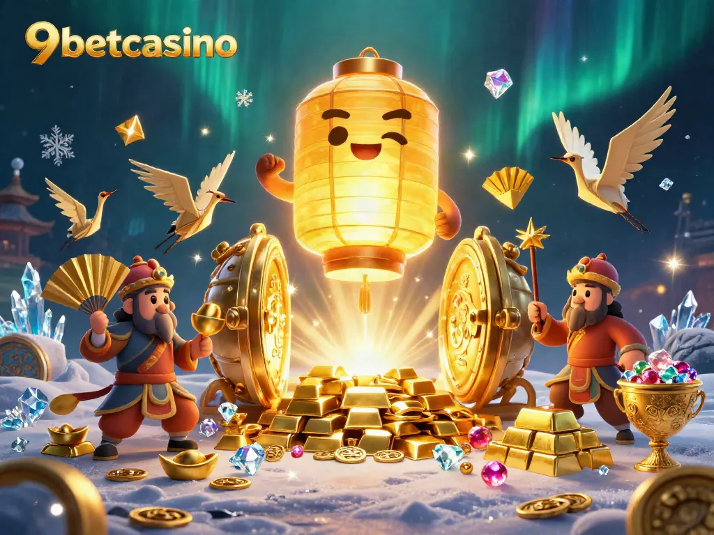 Experience the excitement of 9betcasino with a vibrant, dynamic casino scene filled with fortune.