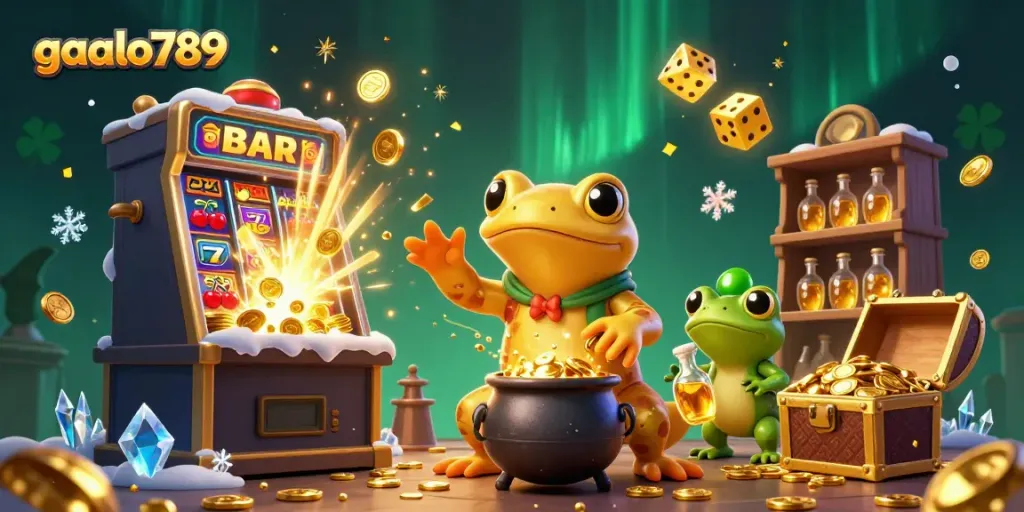 Join the excitement at gaalo789 with a dynamic scene of a golden salamander alchemist and vibrant casino elements.