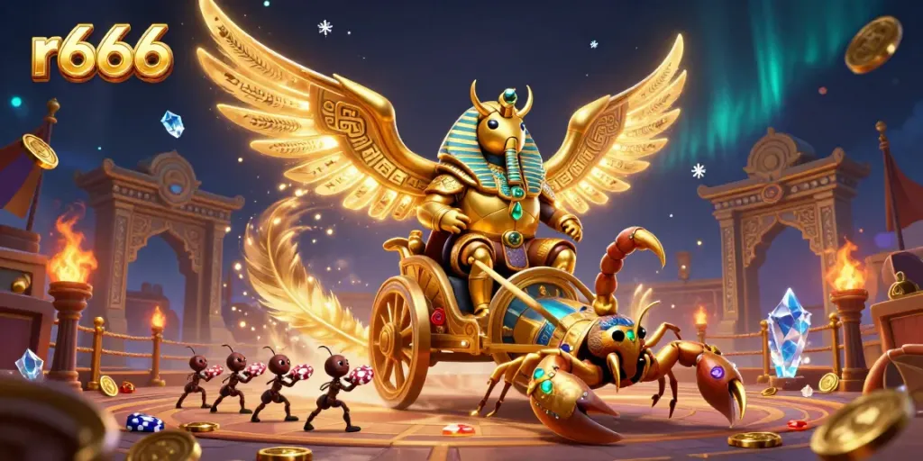 Experience thrilling gameplay at r666, with a vibrant casino scene blending classic elements and modern features.