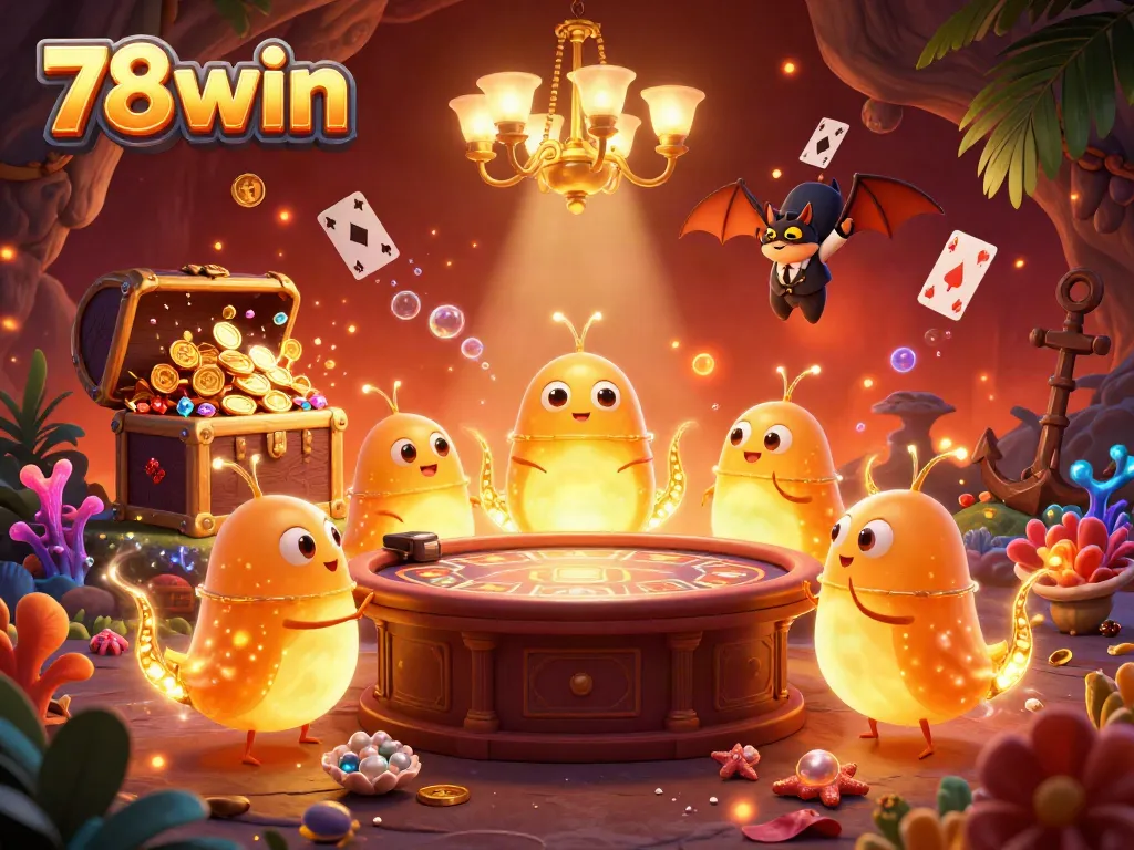 Experience excitement at 78win casino with glowworms illuminating a vibrant gaming scene.