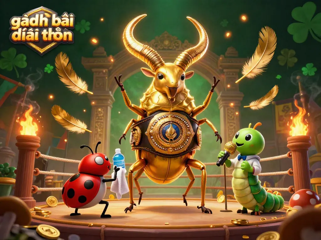 Engage in exciting game đánh bài đổi thưởng with a vibrant illustration of giant characters and casino elements.