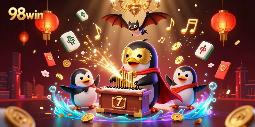 Engage with thrilling 98win casino gameplay featuring dynamic golden coin action and characters.