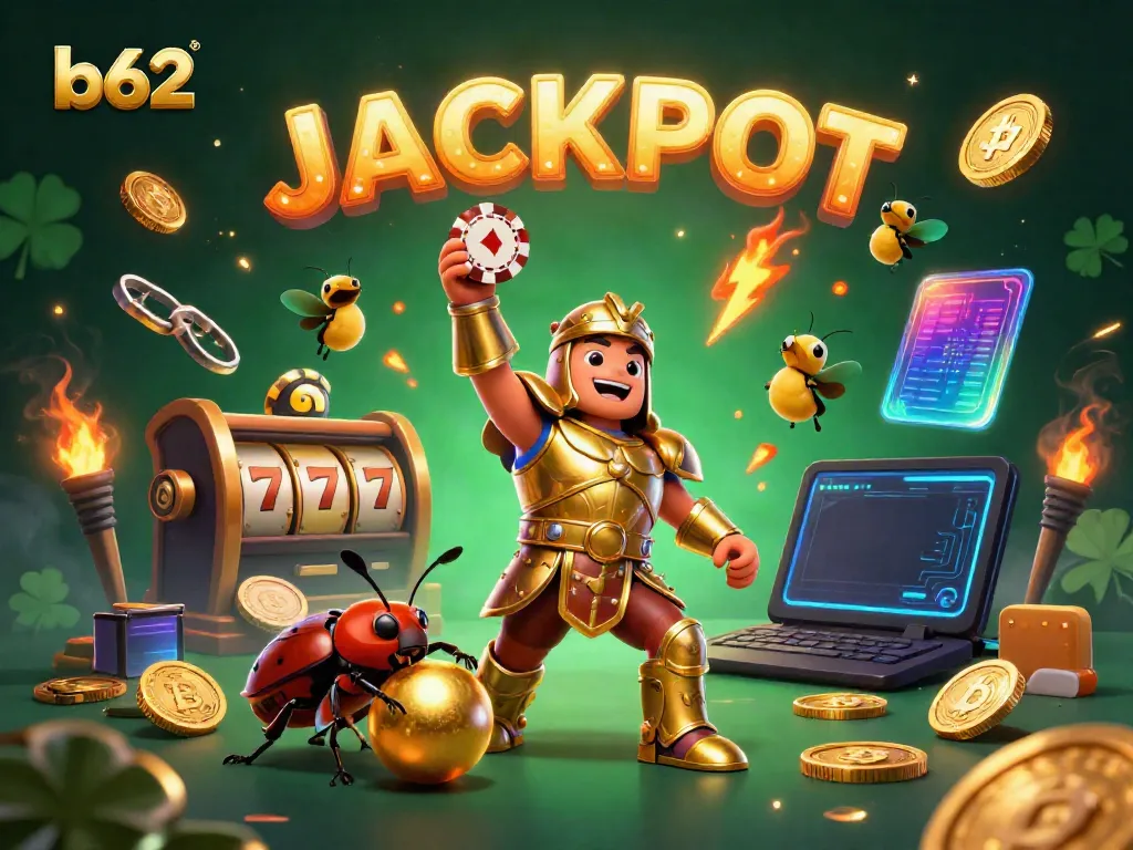 Experience the excitement of b62 casino games with vibrant 3D characters celebrating a jackpot win.