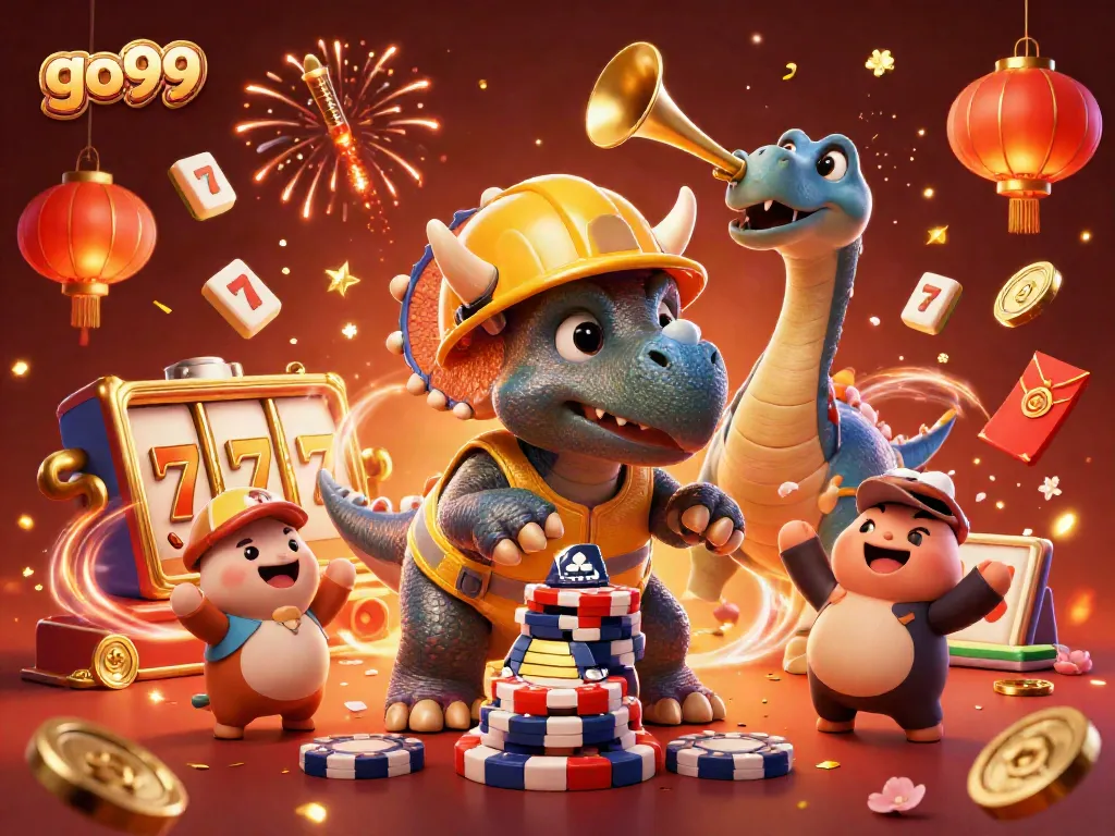 Celebrate with go99 by spinning the reels with vibrant casino characters and fireworks.