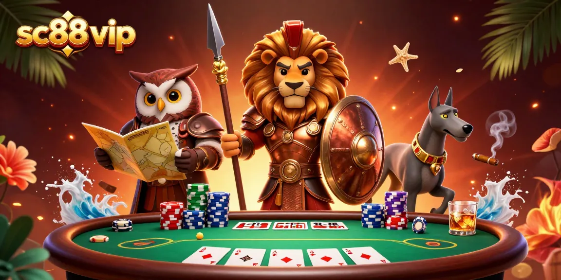 Engage with the thrilling world of sc88 vip featuring a vibrant casino scene with poker elements and dynamic characters.