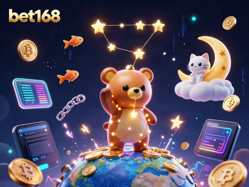 Enjoy dynamic gameplay at bet168 while scooping gold coins with constellation bear and crypto elements.