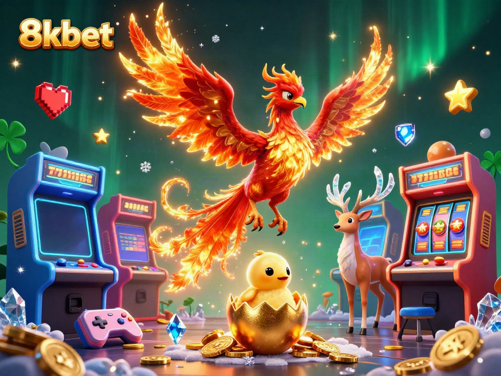 Engage in thrilling gameplay at 8kbet, where a magnificent phoenix heralds the excitement of online casino adventures.