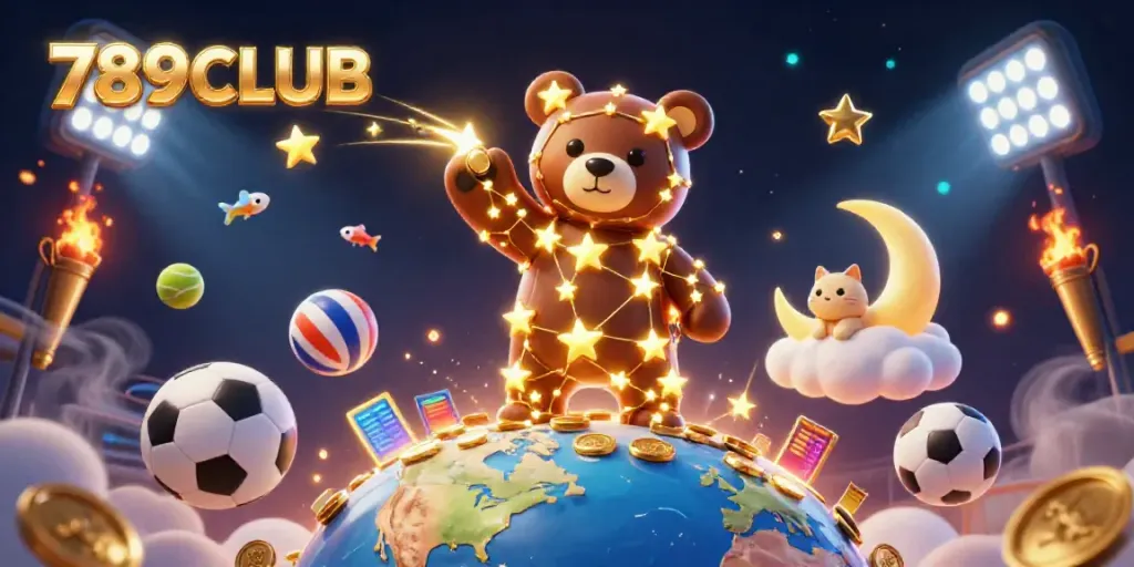 Engage in exciting gameplay with 789CLUB, featuring shooting star fish and a golden constellation bear.