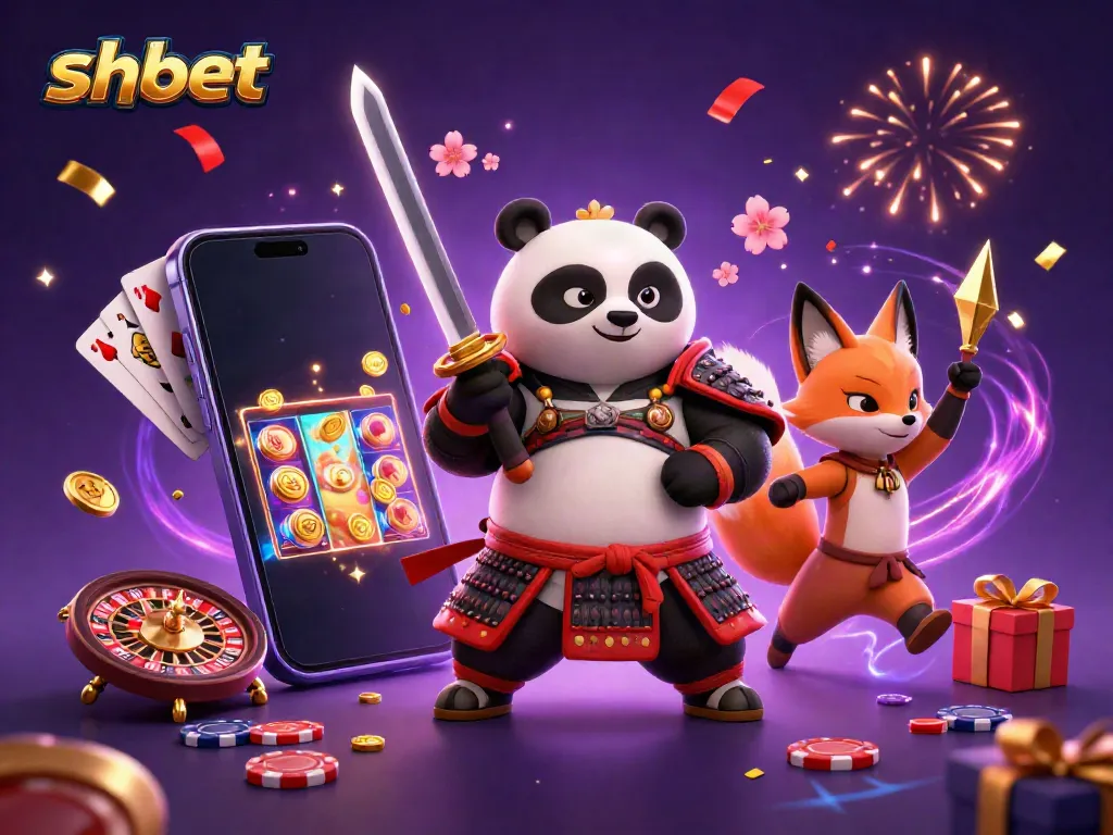 Engage in dynamic gaming action with shbet characters, showcasing vibrant slot elements and energetic casino atmosphere.