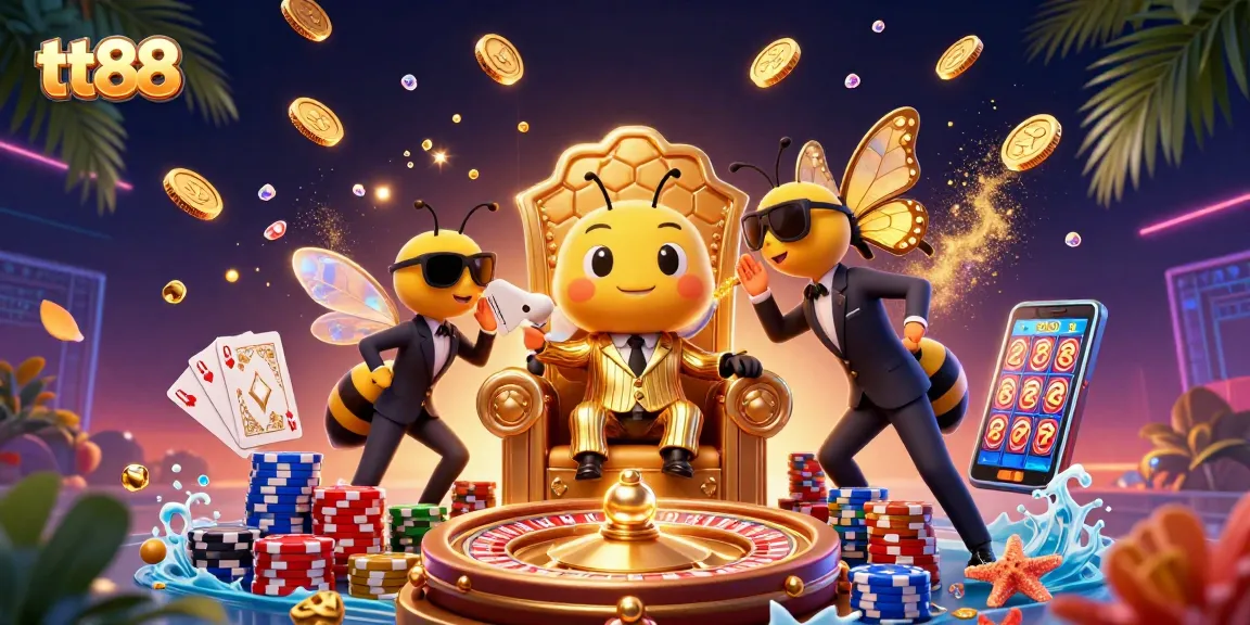 Experience thrilling tt88 casino action with an entertaining 3D illustration featuring dynamic characters and gaming elements.
