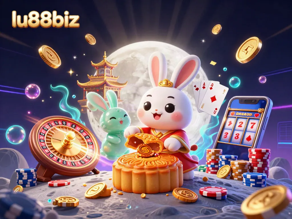 Experience thrilling wins with lu88biz: A vibrant 3D casino scene featuring dynamic gaming elements.