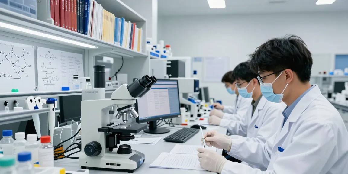 BPC 157 Canada research in a laboratory setting with scientists analyzing samples.
