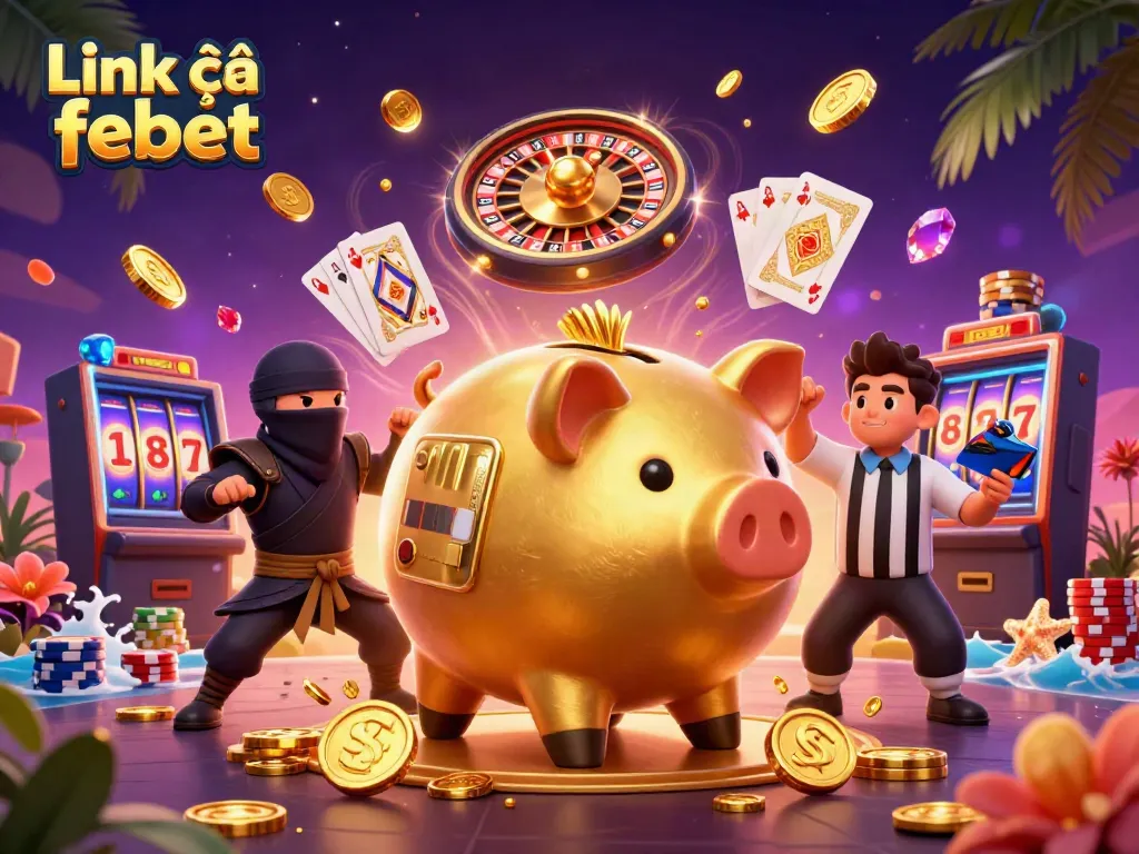 Experience thrilling moments with golden piggy bank sumo wrestler in action at Link vào febet casino.