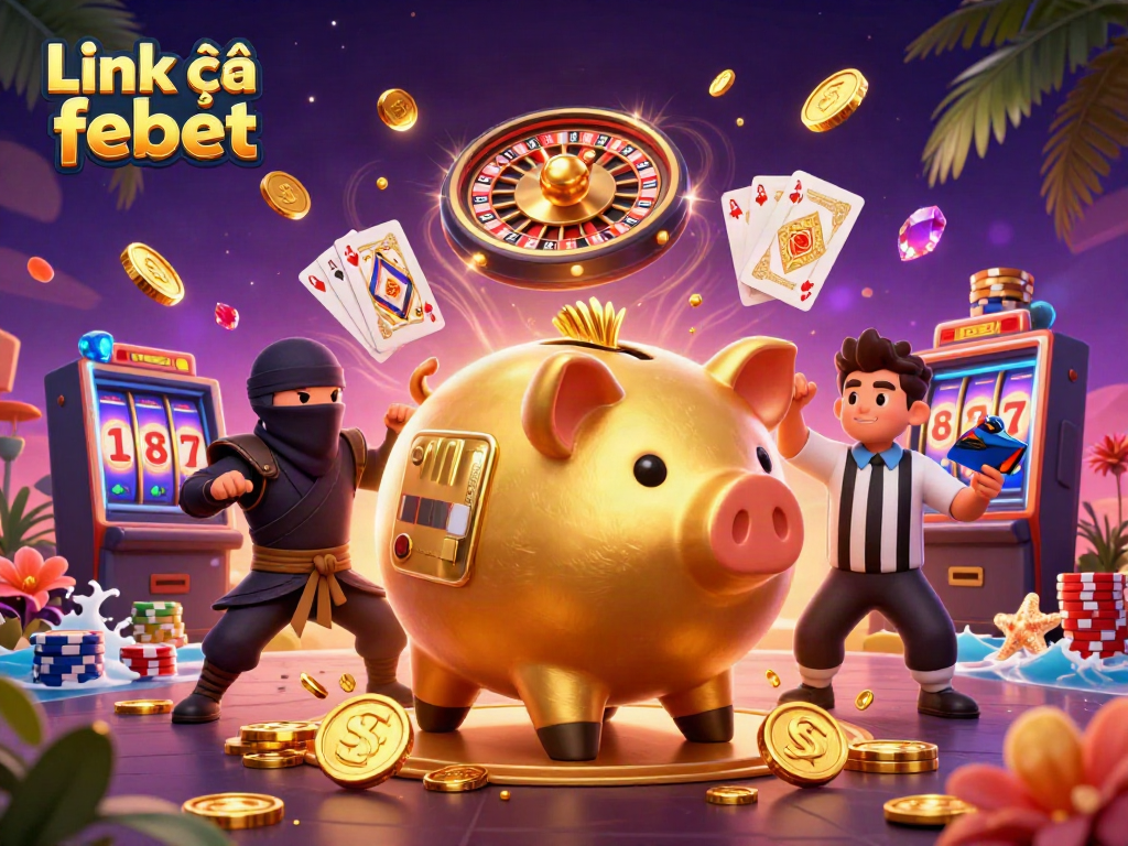 Experience thrilling moments with golden piggy bank sumo wrestler in action at Link vào febet casino.