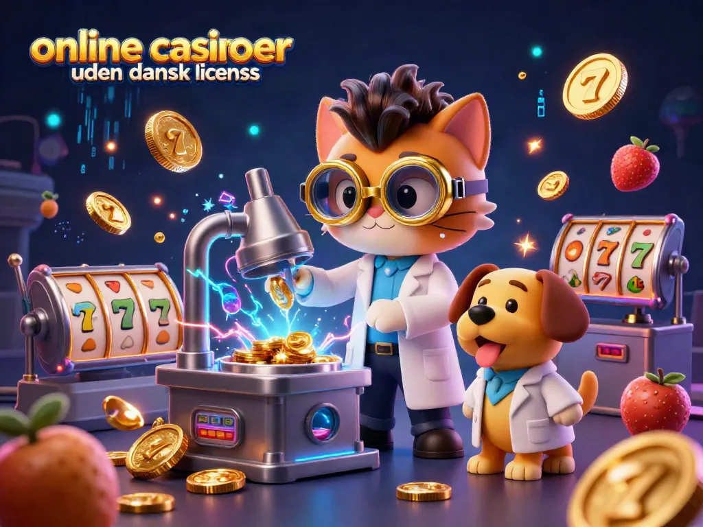Experience dynamic gameplay with online casinoer uden dansk licens featuring colorful slot reels and animated characters in a vibrant scene.