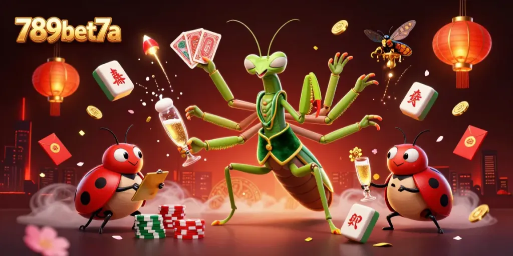 Experience the excitement of 789bet7a with a vibrant casino illustration featuring dynamic characters and gaming elements.