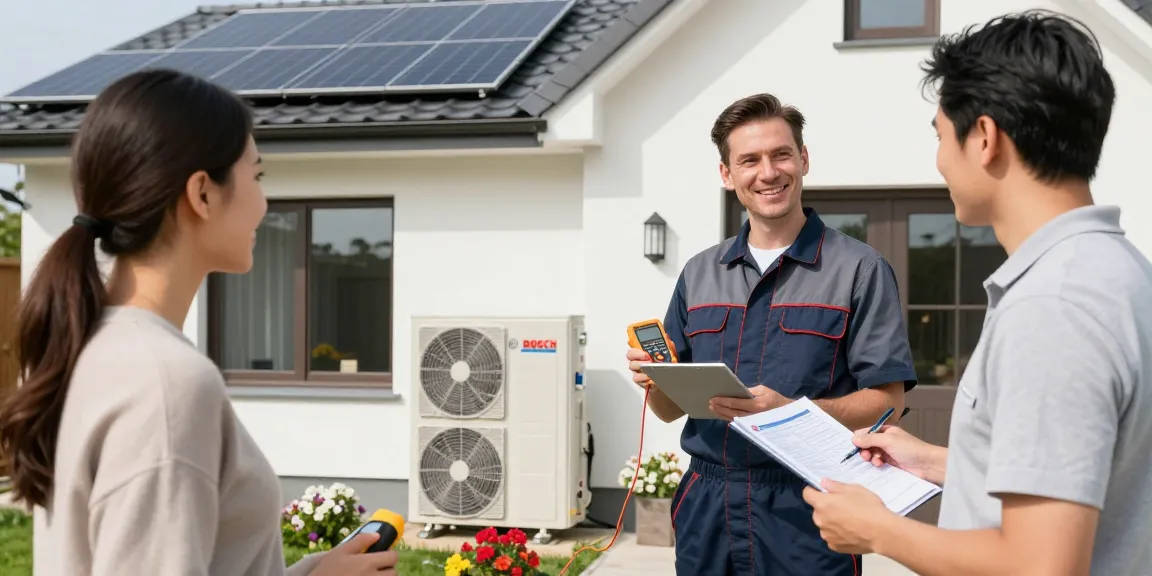Installing a wärmepumpe bosch heat pump system in a modern home garden