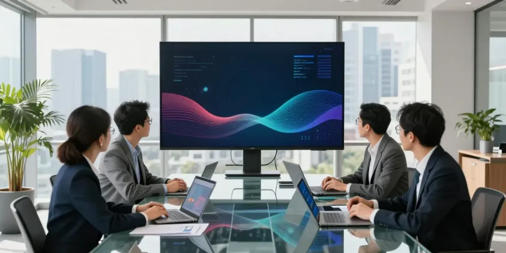 Colaboración de equipo profesional en oficina moderna sobre netcash y estrategias financieras.
