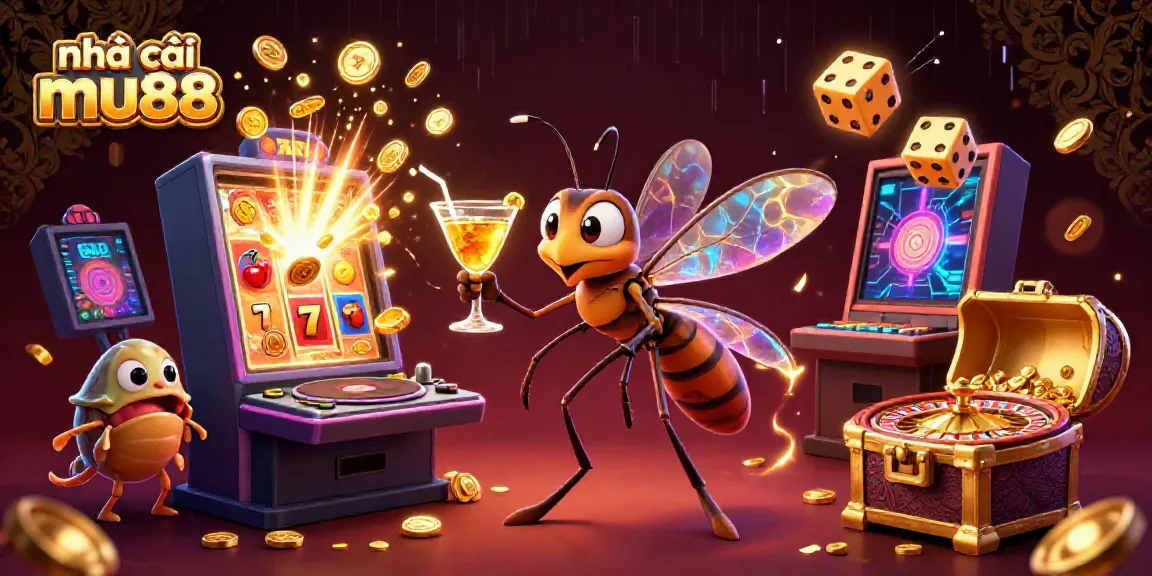 Experience excitement with nhà cái mu88 as a vibrant casino scene full of animated characters and dynamic gambling elements.