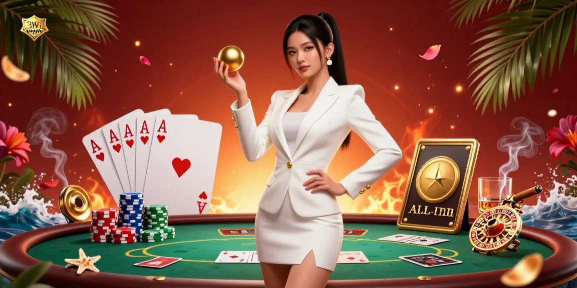 Play thrilling casino games at 32WIN with a stunning 3D illustration showcasing luxury casino elements.