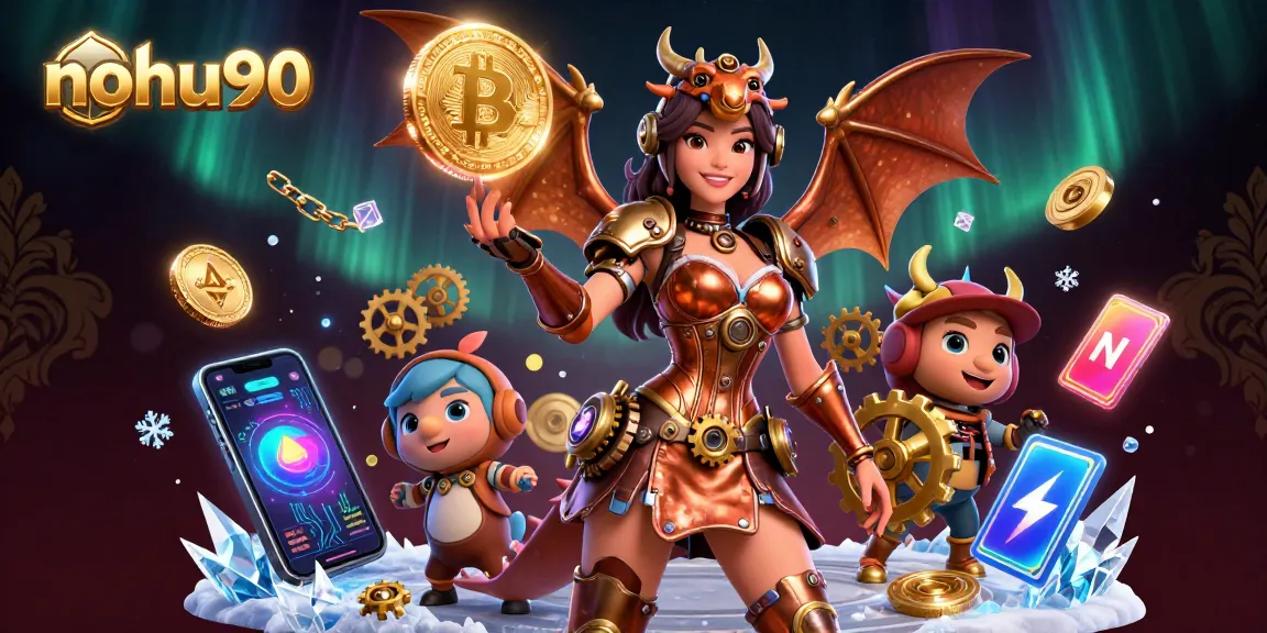 Experience thrilling moments with nohu90, featuring sophisticated casino elements and neon crypto visuals.