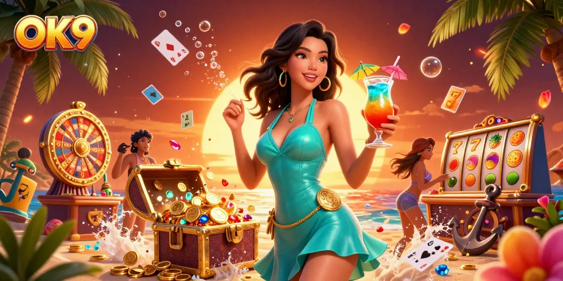 Engage with OK9's vibrant casino scene featuring thrilling slot games and a glamorous atmosphere.