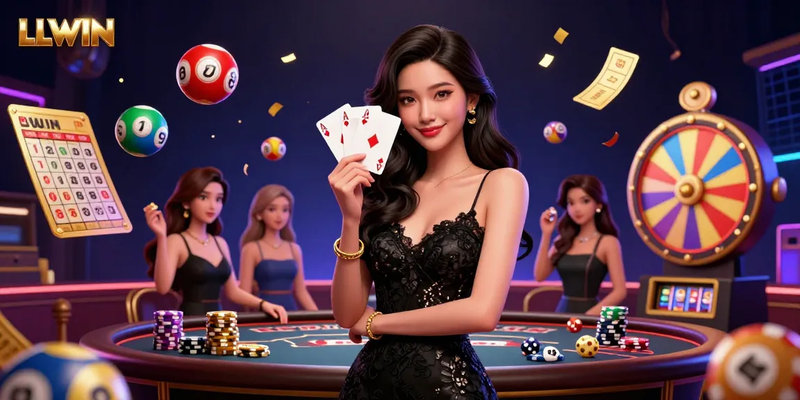 Play cards and enjoy the thrilling atmosphere of LLWIN online casino with vibrant lottery elements.