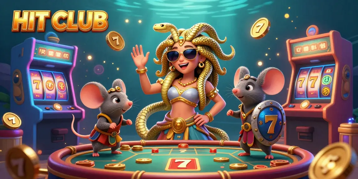 Hit CLUB features vibrant 3D characters in a casino, showcasing excitement and winning chances.