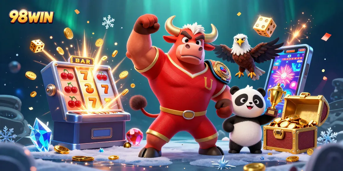 Experience the excitement of 98WIN with a visual celebration of winning in a dynamic casino scene.
