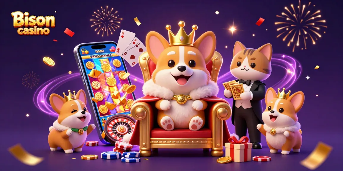 Bison Casino: Gewinne mit dem königlichen Corgi in einem aufregenden 3D-Casino-Szenario