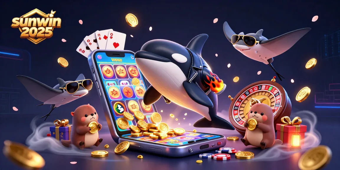 Engage with thrilling games at Sunwin 2026 featuring playful sea creatures, spinning slots, and vibrant colors.