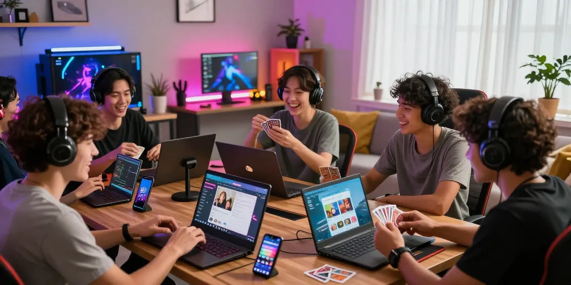 Gamers enjoying their experience on Sunwin in a vibrant living room, showcasing modern gaming equipment and a lively atmosphere.