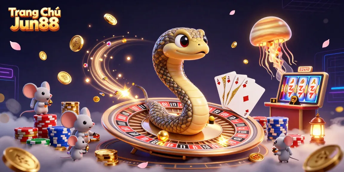 Engage with Trang Chủ Jun88 as tiny astronaut mice bet on roulette rings in this dynamic casino scene.