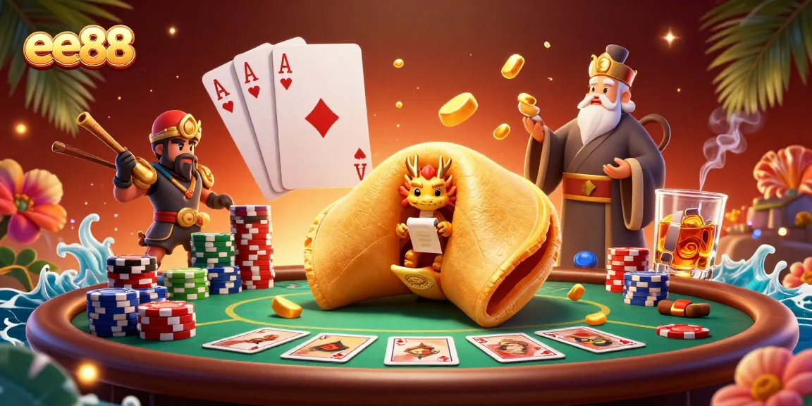 Experience thrilling gameplay at ee88, featuring a vibrant casino scene with poker elements and fantasy characters.