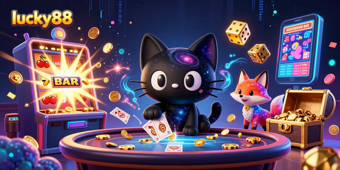 Engage with lucky88 to win big as the cosmic cat pulls in chips at a vibrant casino.