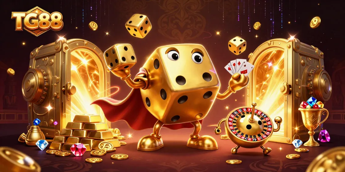 TG88 brings excitement with a massive golden dice golem juggling for an engaging online gaming experience