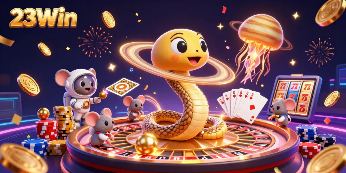 Experience the thrill of 23Win as astronaut mice place bets on a cosmic roulette realm, capturing excitement.