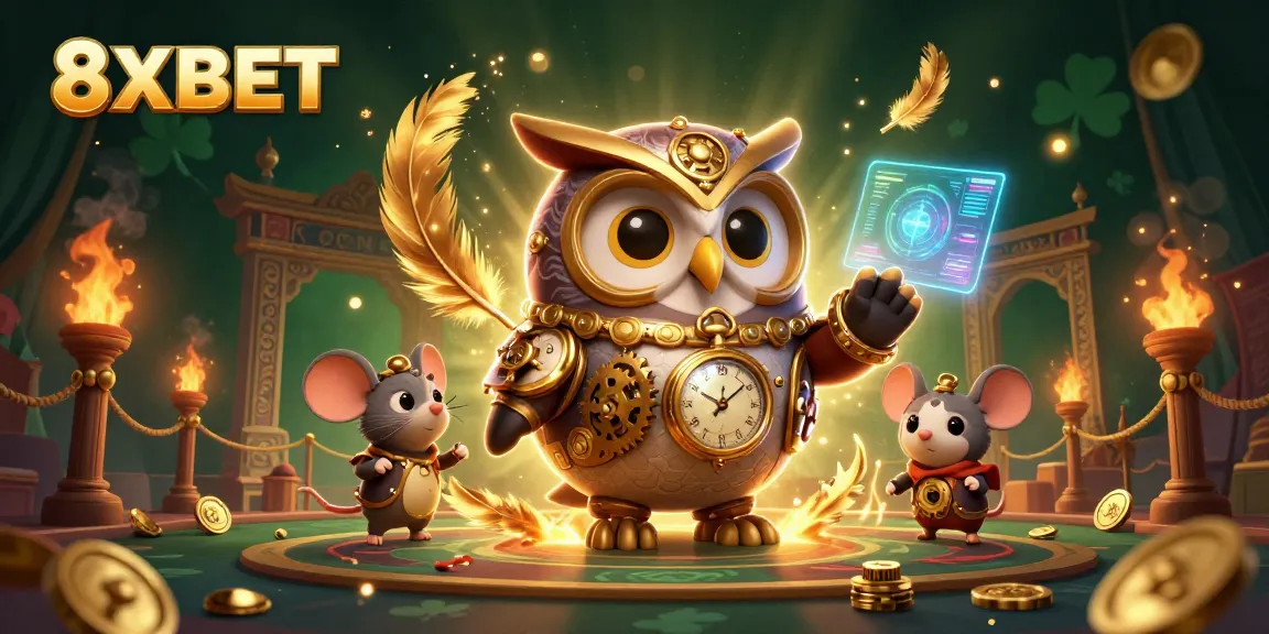 Engage with thrilling action at 8XBET’s casino with vibrant gaming scenes and steampunk-themed characters.